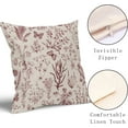 thumbnail image 3 of Spring Burgundy Red Floral Pillow Covers 16x16 Inch Vintage Wild Flower Herbs Plant Butterfly Decorative Pillow Cases Botanical Farmhouse Cushion Covers Home Decor For Sofa Couch Outdoor Set of 2, 3 of 6