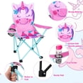 thumbnail image 3 of KABOER Silla plegable para niños al aire libre con portavasos y bolsa de transporte, sillas de camping para niños para viajes en la playa al aire libre (unicornio rosa), 3 of 5
