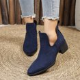 thumbnail image 3 of EKVAHL Women's Slip‑On Chelsea Ankle Boots, Low Heel Dress Booties, Casual Work Boots for Business Daily Blue, 3 of 5