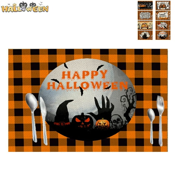 Halloween Placemats, Halloween Table Place Mats Set, Seasonal Kitchen Dinning Table Decorations