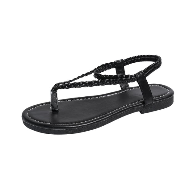 Sandalias Planas con Correas de Tobillo Sandalias Redondas Del Dedo Del Pie con Hebilla Ajustable de Verano, Zapatos Casuales de las Mujeres