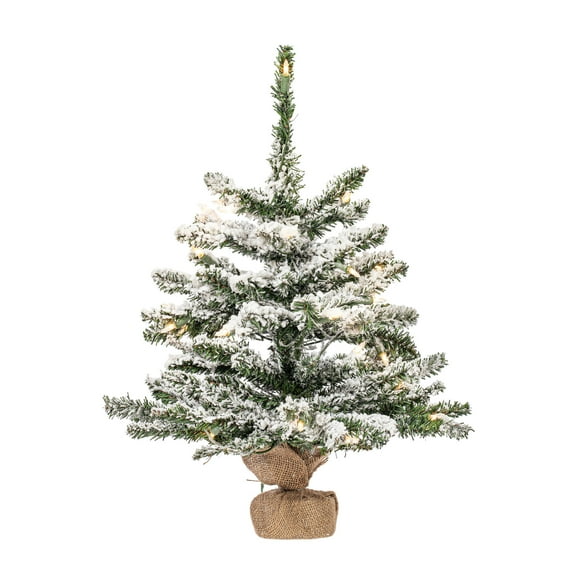 Vickerman 24" Flocked Anoka Pine Artificial Christmas Tree, Clear Lights