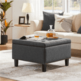 thumbnail image 3 of Alden Design Modern Linen-like Storage Ottoman Bench with Button-Tufted for Entryway, Dark Gray, 3 of 9