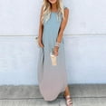 thumbnail image 1 of LOVZFMLL Robes Sans Manches pour Femmes Col en V Couleur Unie avec Poches, 1 of 5