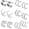 thumbnail image 1 of 6 Pairs Stainless Steel Ear Clips Non Pierced Earrings Hoop Ear Clips Cartilage Ear Clips Set for Men and Women, 6 Different Styles, 1 of 5