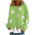 thumbnail image 2 of Floral Knit Cardigan for Women,Women's Vintage Floral Crop Cardigan Sweather Artistic Aesthetic Cable Knitted Oversized Sweater Outwear 2024, 2 of 5