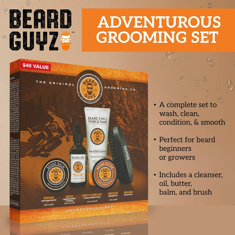 Beard Guyz Adventurous Grooming Set, Wash Kit, Growth Oil