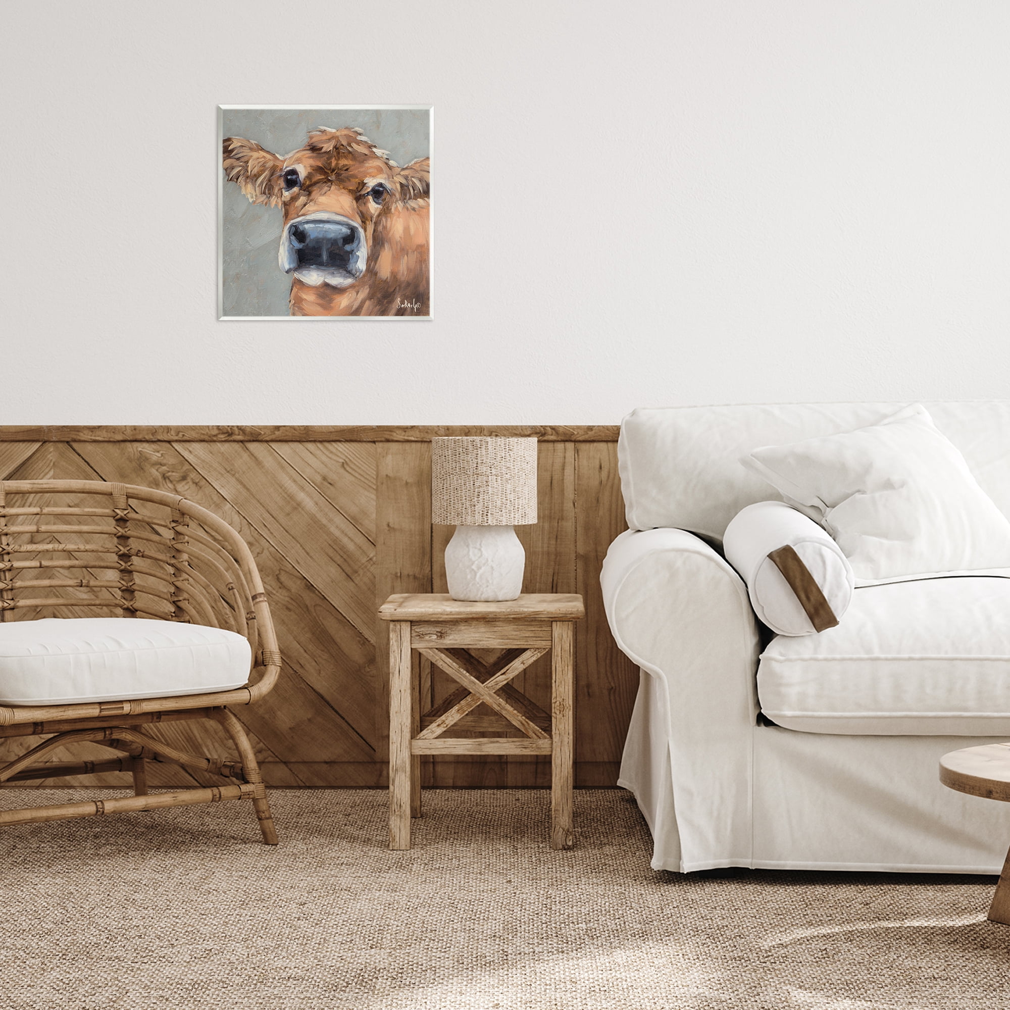 Stupell Industries Freckles The Cow Portrait Wall Plaque Art, design by Sara G. Designs