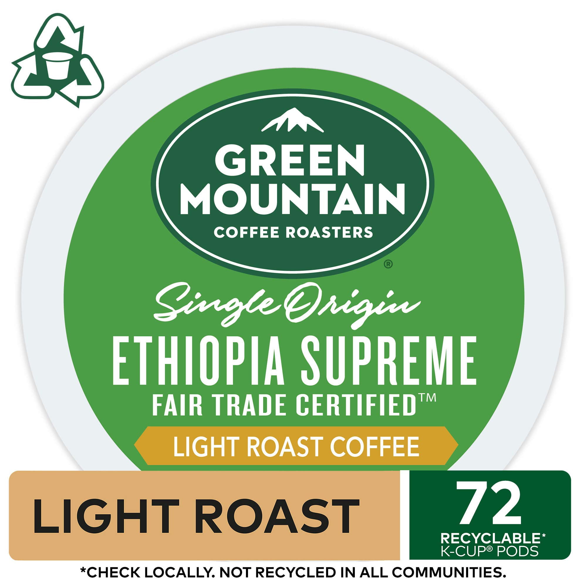 Green Mountain Coffee Ethiopia Supreme Keurig Single-Serve K Cup Pods, Light Roast Coffee, Ethiopia Supreme, 72 Count