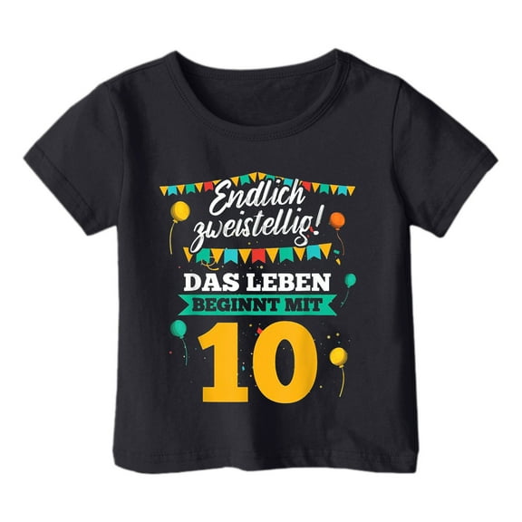 Toddler Boys Shirts & Tops Birthday Letter Print Crew Neck Short Sleeve Pullover Tops Streetwear,Black,3-4 Years