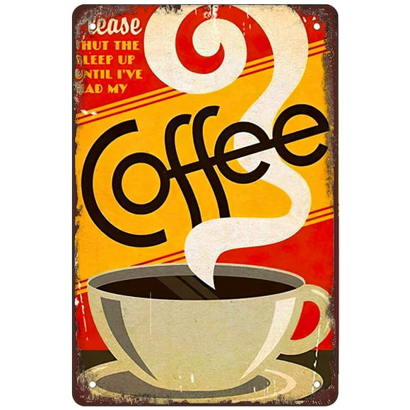 Retro Funny Metal Sign Sheet Signs Tin Sign,coffee 16 x 12 Inches