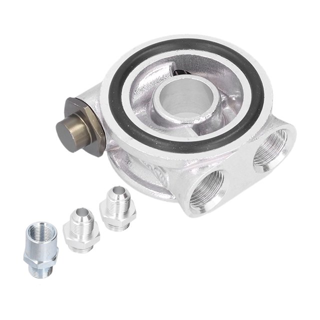Oil Cooler Filter Sandwich Plate Thermostat Adapter Set 3/4in 16‑UNF AN10 M18x1.5mm Fitting Universal for Car