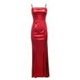 thumbnail image 4 of B91xZ Longue Robe Formelle Femmes Flutter Manches Smocked Midi Robe V Cou Robes à Plusieurs Niveaux Casual, Rouge XL, 4 of 5