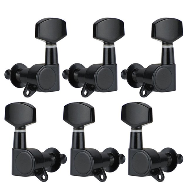 Soidarity Clavijas de afinación de cuerdas de guitarra semicerradas, 6 uds., afinadores de guitarra eléctrica acústica, máquina 3L 3R, clavija de Accesorios para instrumentos musicales negro Soidarity OD1266-02B