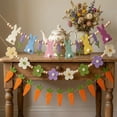 thumbnail image 2 of CoreLiving Rustic Wooden Bead Easter Garland for Mantle Large Felt Bunny with Carrot Spring Banner Decor Indoor Happy Easter Party Home Wall Fireplace Tiered Tray Display, 2 of 9