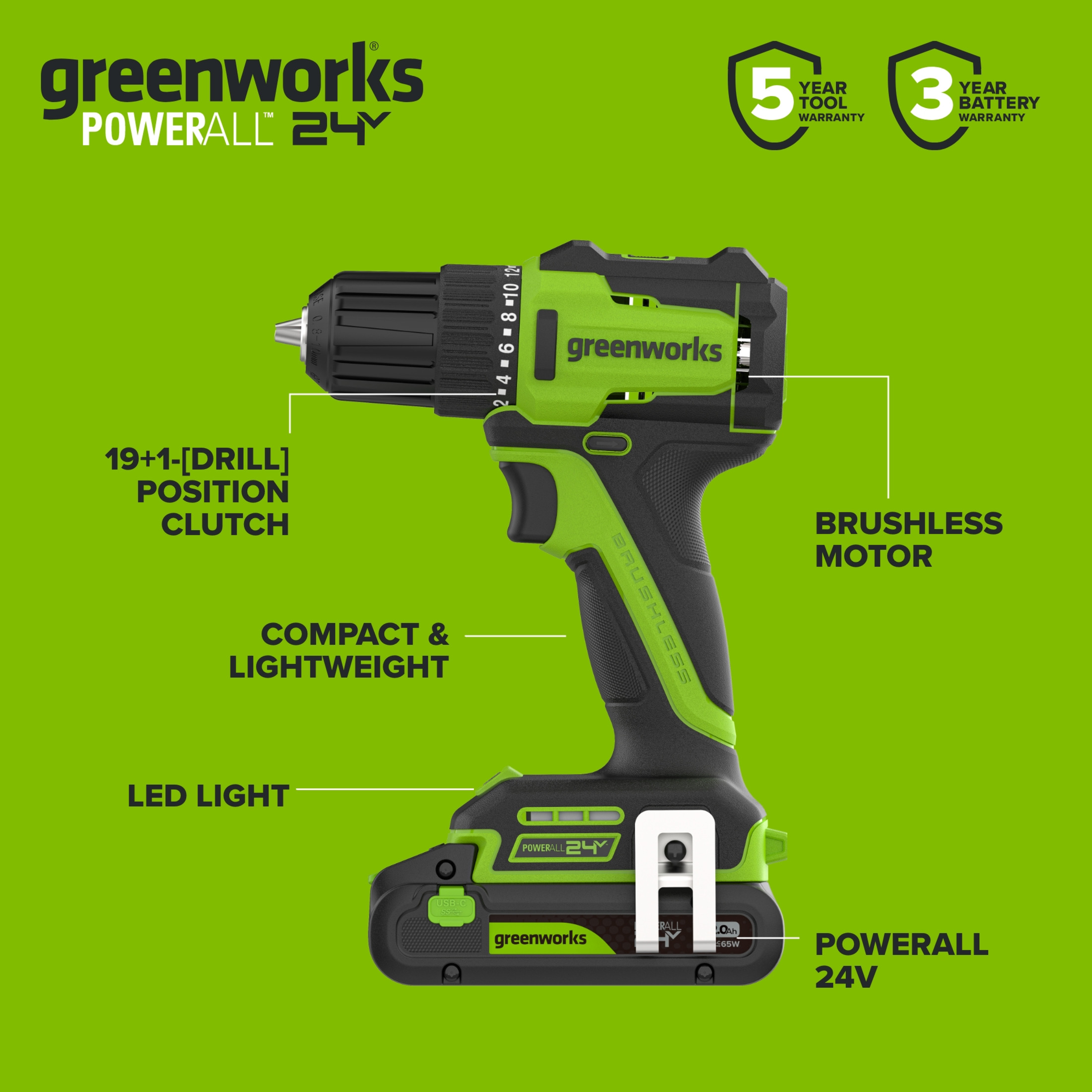 Greenworks PowerAll 24V 3/8" Drill Driver photo 6