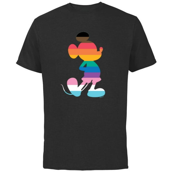 Disney Mickey Mouse Pride Inclusive Pose Rainbow Icon Fill - Short Sleeve Cotton T-Shirt for Adults - Customized-Black