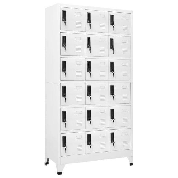 vidaXL Locker Cabinet White Steel 35.4 x 15.7 x 70.9 in Locker Cabinet