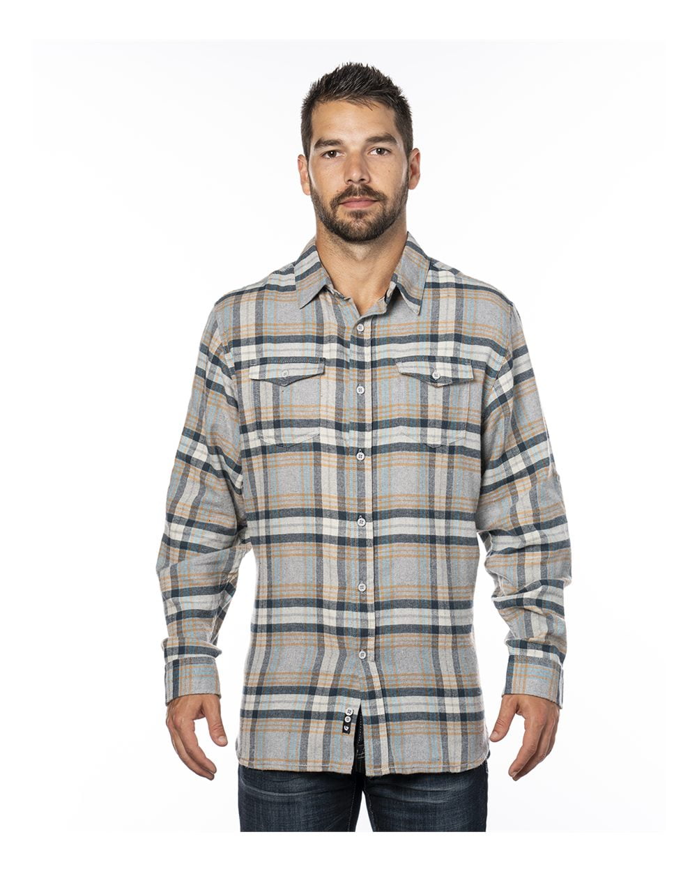 Burnside Mens Yarn-Dyed Long Sleeve Flannel Shirt
