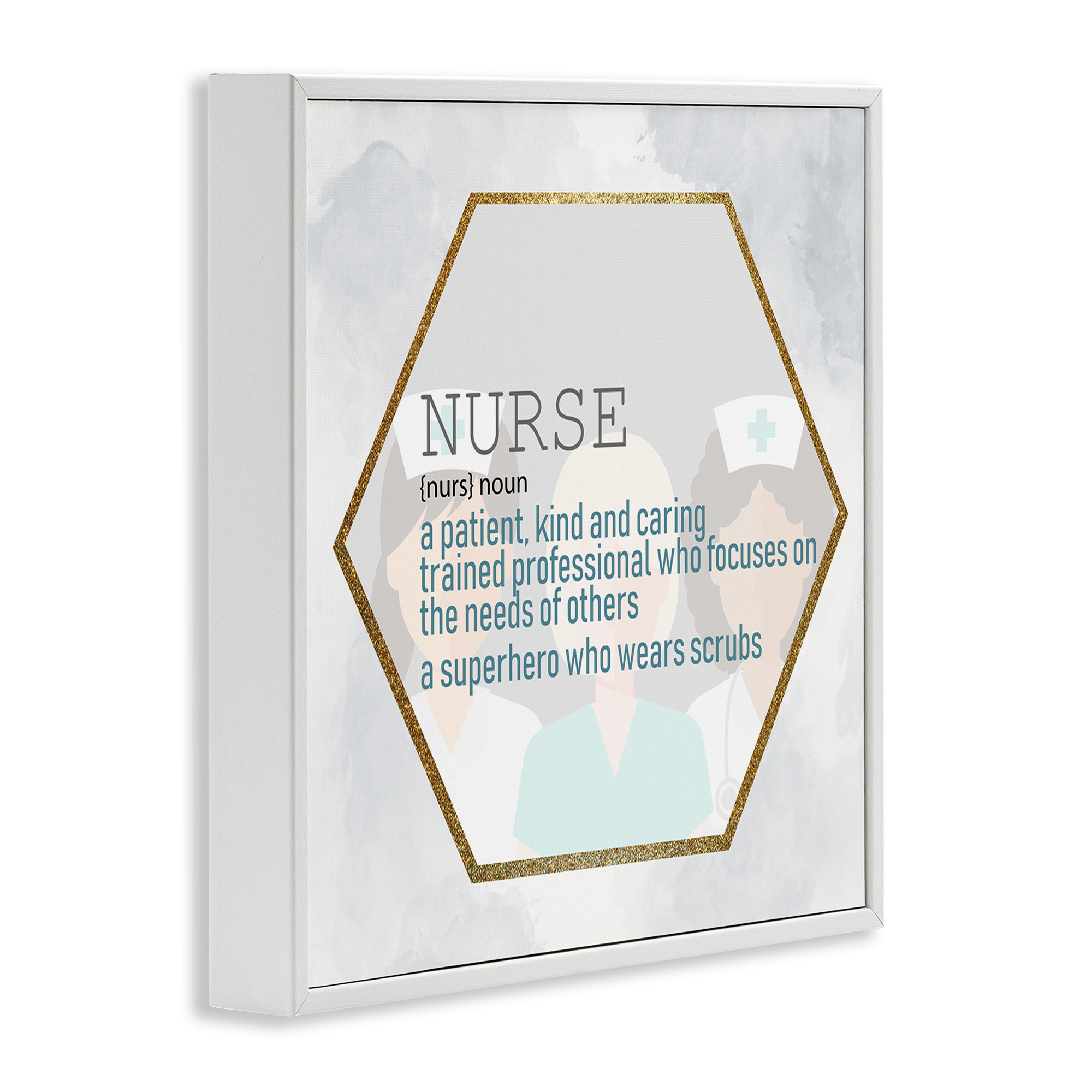 Stupell Industries Nurse Professional Definition Typography Painting White Framed Art Print Wall Art, 17 x 17