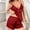 *D-Red, variant on ClodeEU Women Satin Lace Pajama Set , V-Neck Camisole and Shorts Pajama Set A-Black,Womens Plus L