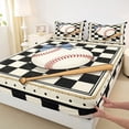 thumbnail image 5 of Erosebridal Checkered Bow Baseball Full Size Sheets, Cute Sport Bed Sheets for Girls and Boys, 4pcs, 1 Flat Sheet, 1 Fitted Sheet and 2 Pillowcases, 5 of 6