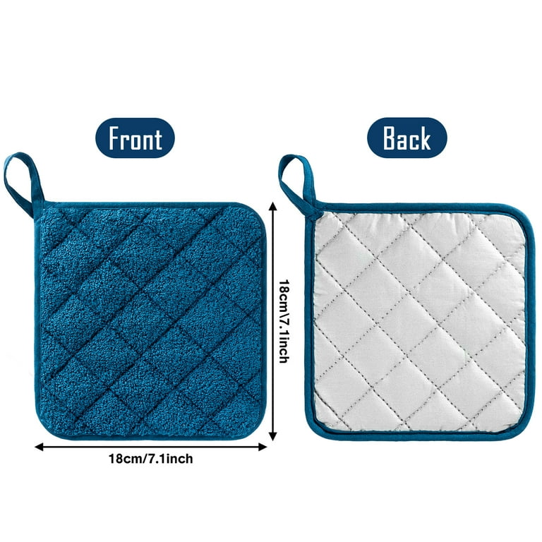 5-Pack Cotton Terry Oven Mitts & Pot Holders - Heat Resistant Round Kitchen Pads, Black