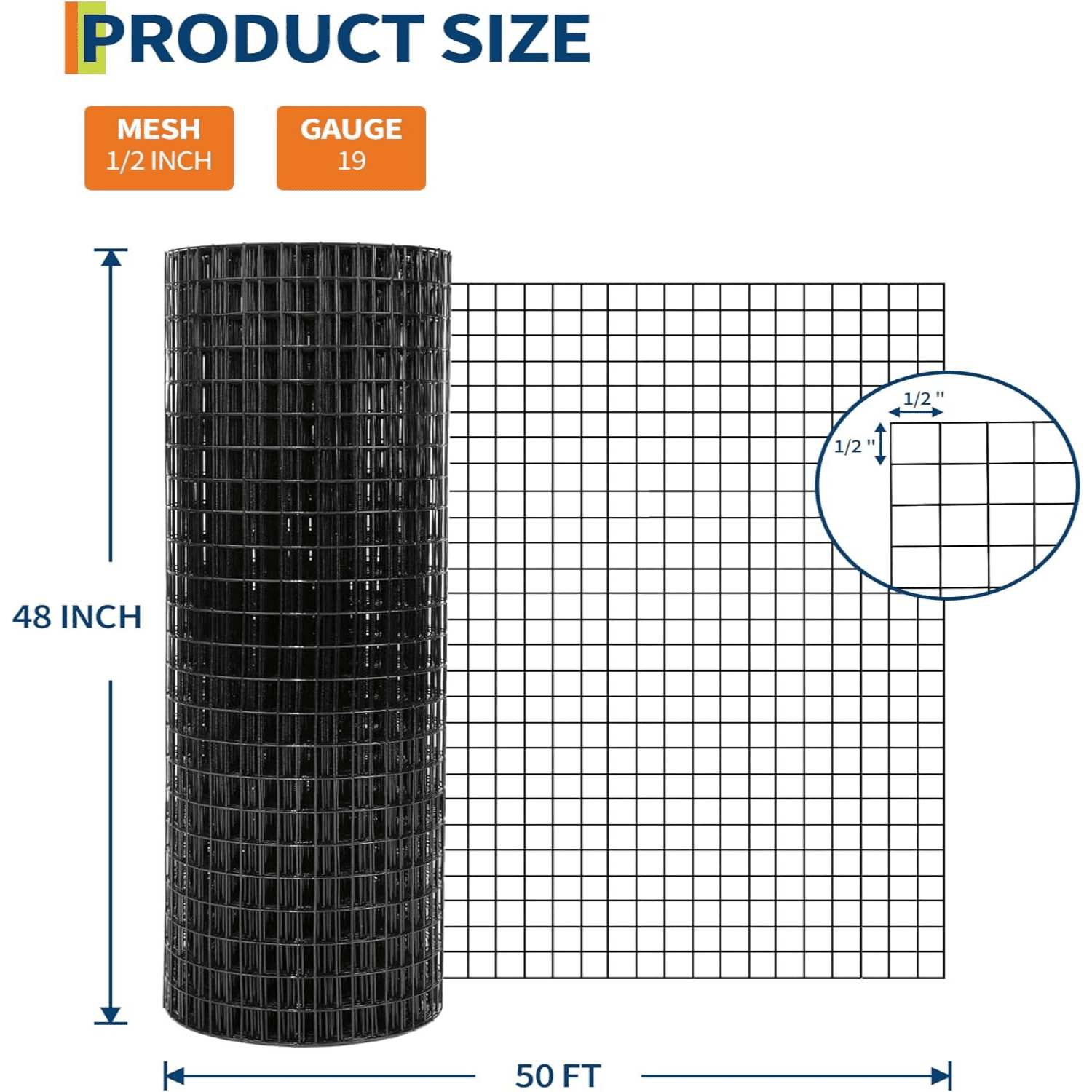 1/2 inch Hardware Cloth - Hot-Dip Galvanized After Welding Wire Mesh Roll  Chicken Fence, Rabbit Guard, Tree Protection Heavy Duty Metal Screen