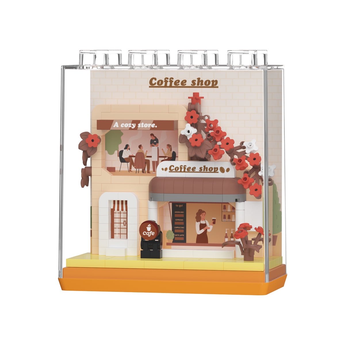 HZLKADAQ Mini Street View Building Blocks Set, Cafe, Bakery, Florist & Wedding Shop with Display Cases, Compatible Bricks, STEM Toy & Home Decor, Ideal Gift for Kids Adults