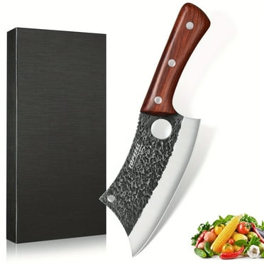 Topfeel Viking Knife, Meat Cleaver Knife For Meat Cutting, Hand Forged Chef Butcher Full Tang Boning Knife For Outdoor Cooking, Kitchen Deboning Or Camping BBQ