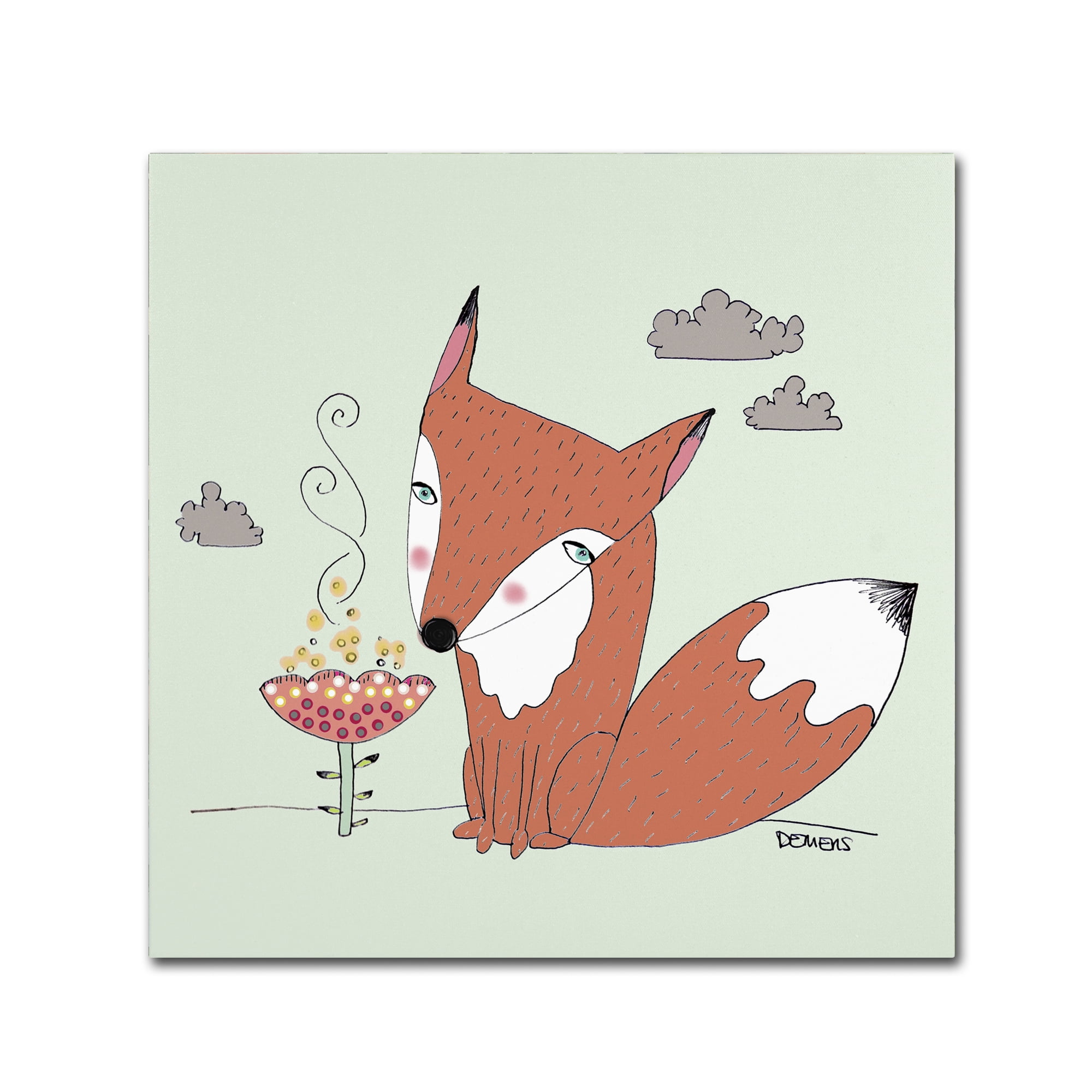 Trademark Fine Art "Un Renard Dans La Cours" Canvas Art by Sylvie Demers