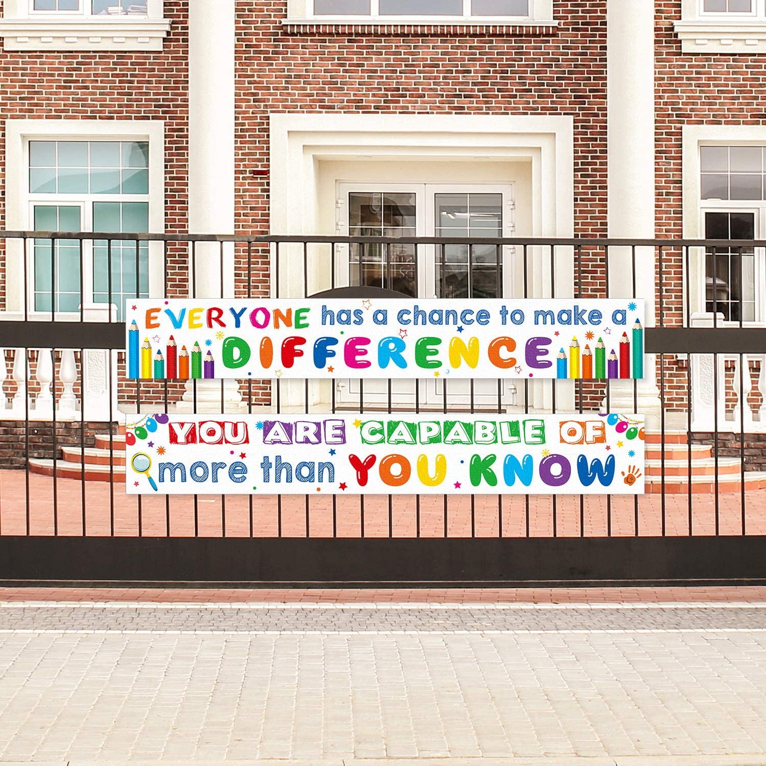 Light Color 2 Pieces Motivational Classroom Banner Poster Kindness Matters School Banner Poster with 40 Glue Points for Elementary and Middle School Preschool Wall Decor