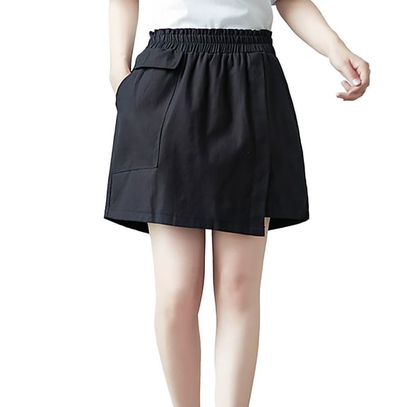 Womens Shorts Fashion Women Solid Color Casual Loose Beach Shorts Wide-Leg