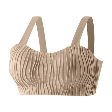 Oplxuo Women s Wireless Texture T-Shirt Bras Crop Tank Tops Push Up Full-Coverage Comfortable No Underwire Everyday Bra