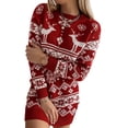 thumbnail image 1 of FOCUSNORM Robe Tricotée de Noël pour Femmes, Manches Longues, Jupe Courte, 1 of 6