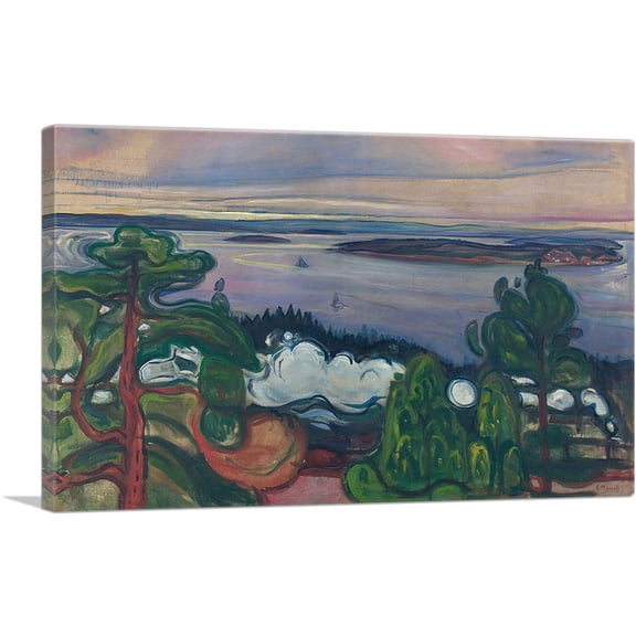 ARTCANVAS Train Smoke 1900 Canvas Art Print by Edvard Munch - Size: 26" x 18" (0.75" Deep)