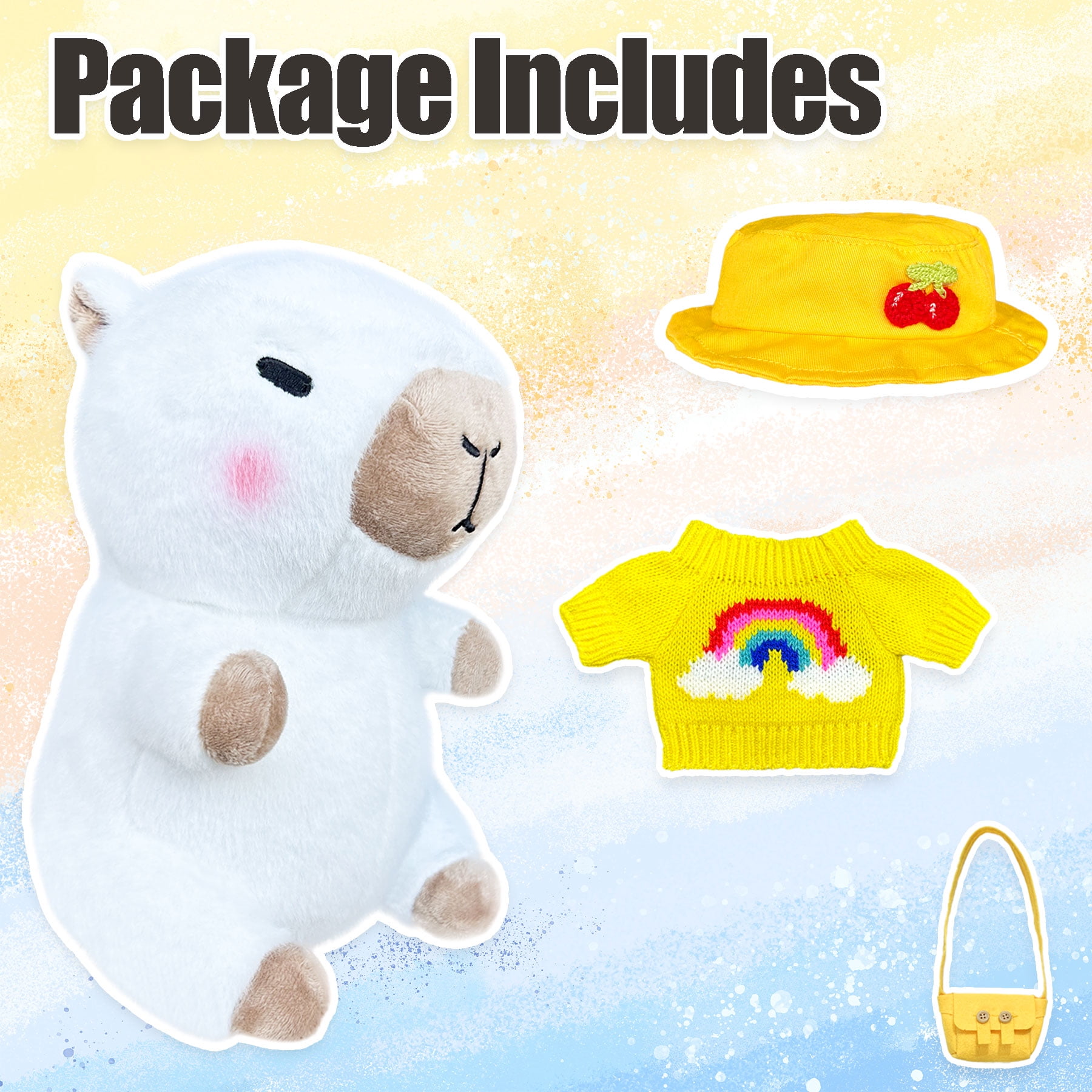 10.4 in/26.5 Cm Capybara Plush Stuffed Animal, Soft Plush Toy with Easter & Spring Outfit, Cute Gift for Easter Basket, Home Decor & Collectible
