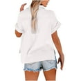 thumbnail image 6 of asdoklhq Juniors Plus Tops & T-Shirts,Women's Tops Solid Button Shirt Female V-Neck Loose T-Shirt Blouse, 6 of 9