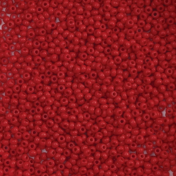 John Bead Czech Glass Seed Beads - Medium Red, 10/0, 22 g vial