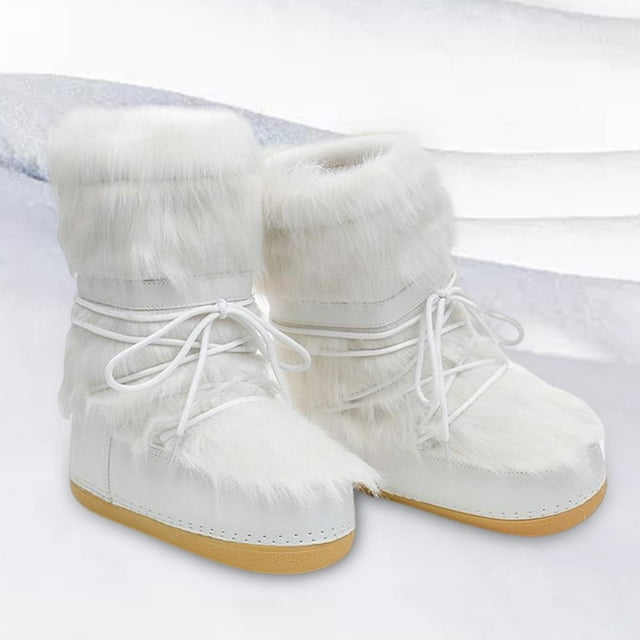 Botas de nieve de invierno para mujer Baoblaze cálidas antideslizantes con cordones Cómodas para esquí Resistentes al agua 37-38