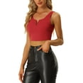 thumbnail image 4 of Allegra K Sleeveless Cropped Top for Women's Deep V Neck Side Zip Casual Tank Tops, 4 of 5