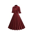 thumbnail image 2 of cfhntfmh Robes de Cocktail pour Femmes Vintage à Volants Manches 3/4 Robe Midi Élégante Nœud devant Invitée de Mariage Fête Bal Robe, 2 of 7