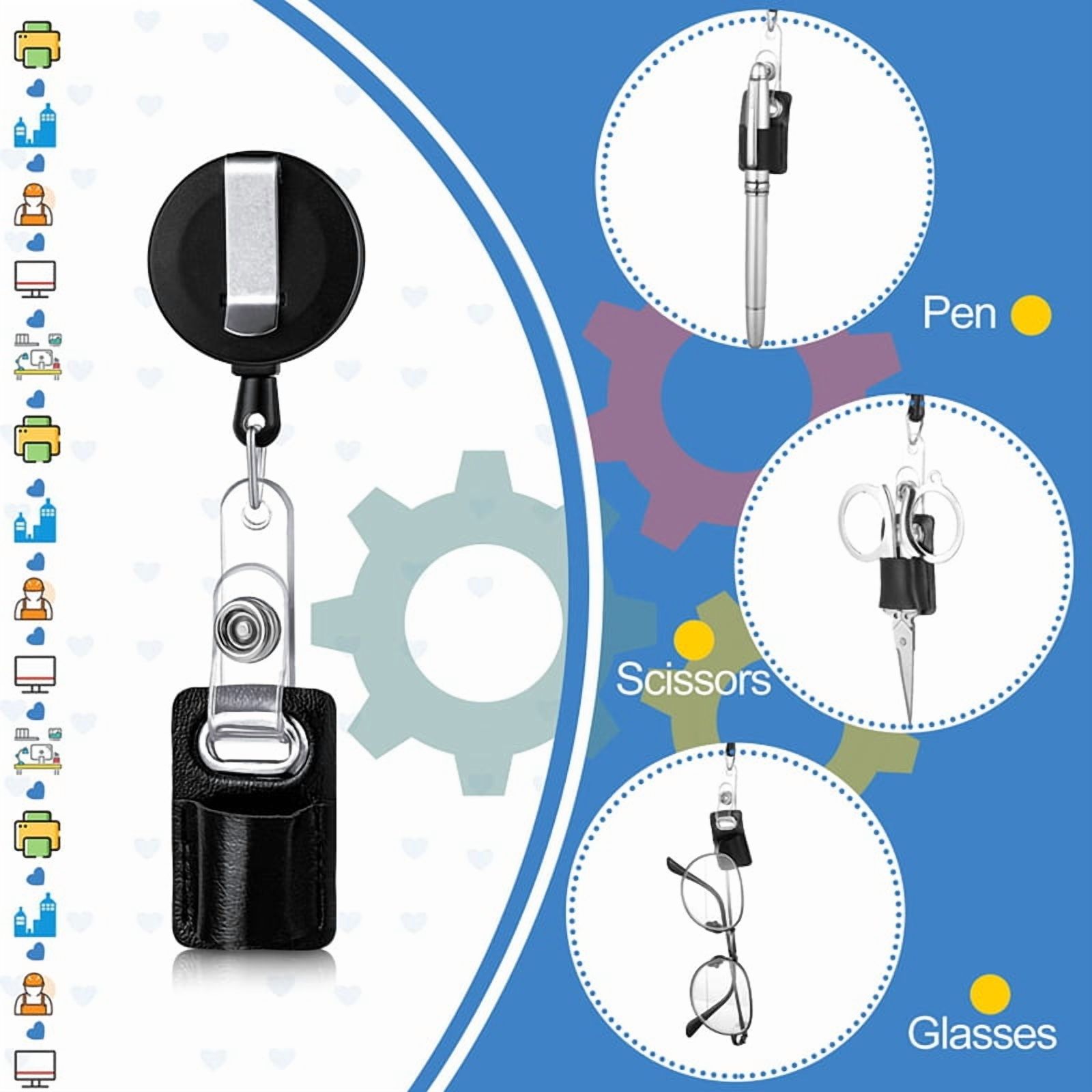 10Pc Retractable Pull Pen Pencil Holder Lanyard Leather Portable Pen Badge Reel Clip for Carpenter Pencil Nurses Teacher