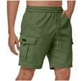 thumbnail image 2 of Antinious Men Solid Drawstring Elastic Waist Multi Pocket Straight Cargo Half Shorts Pants, 2 of 5