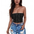 thumbnail image 4 of Tube Top for Women, Sleeveless Strapless Solid Color Polyester Top with Elastic Band, Regular Length, Black L, 4 of 5