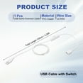 thumbnail image 2 of Uxcell USB Switch Extension Cable with Switch, Inline Button Switch Power Cable Data Transfer Cord for LED Strip Desk Lamp White 3.28 ft  1, 2 of 7