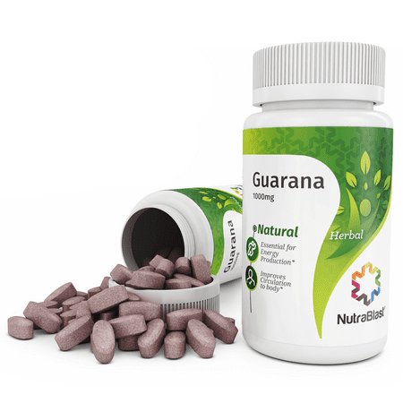 NutraBlast Guarana Complex (Seeds) 1000Mg Naturally Occurring Caffeine - Supports Energy Levels, Appetite, Metabolism, and Mood - Made in USA (90 Coated Tablet)