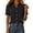 Black, variant on Blouse for Women Pintuck Detail Button Down Collared Short Sleeve Rolled Cuff Shirt Lightweight Linen Blend Top for Everyday Wear