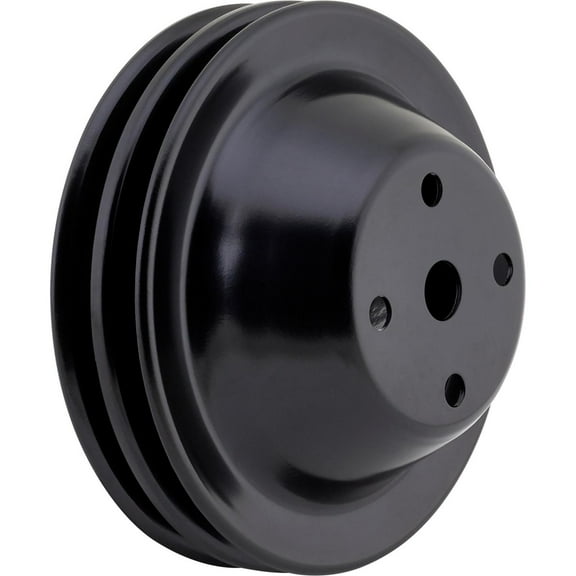 Speedway Motors Double Groove SBC Long Water Pump Pulley in Black, 6.25″ V-Belt Accessory Pulley for Classic SBC Engines, Steel Replacement Pulley, Sold Individually