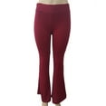 thumbnail image 3 of UTTOASFAY Woman Pants Women Fashion Solid Pants Elasticity Leggings Bell-Bottoms Pants Wine L, 3 of 5